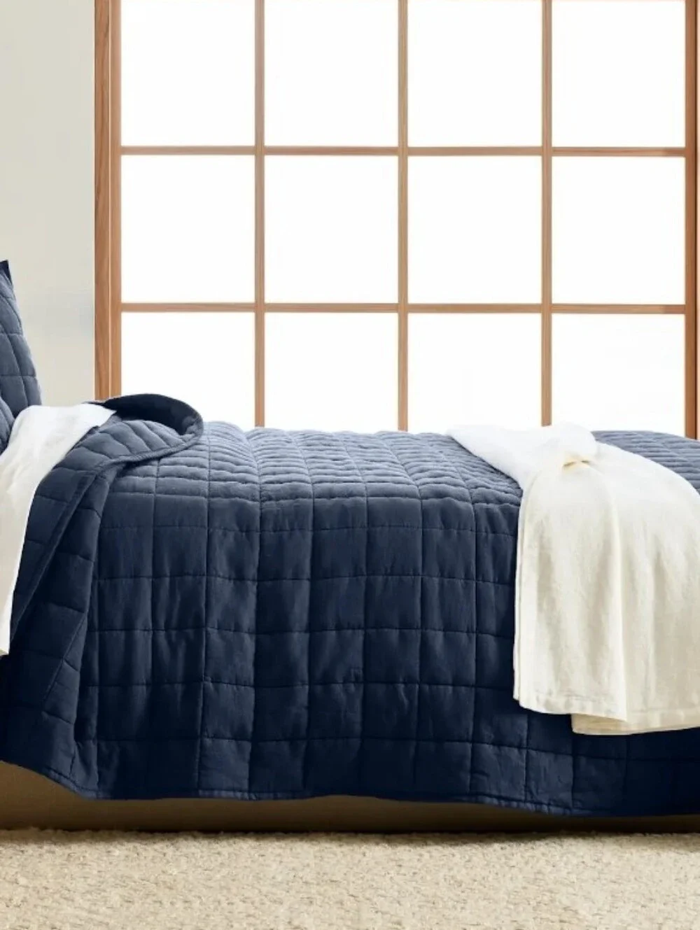 Quince European Linen Box Quilt - Navy